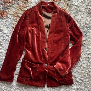 Free People Velvet Blazer in Rust